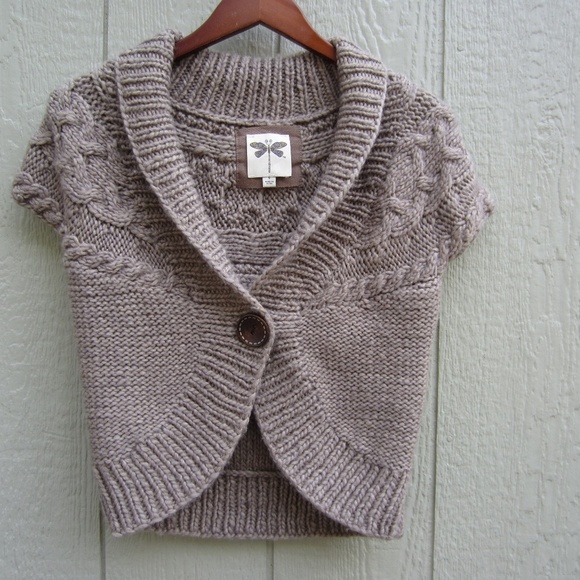 Dragonfly‎ Cardigan sweater Women's S wool Blened One Button short sleeve comfy - Picture 1 of 10